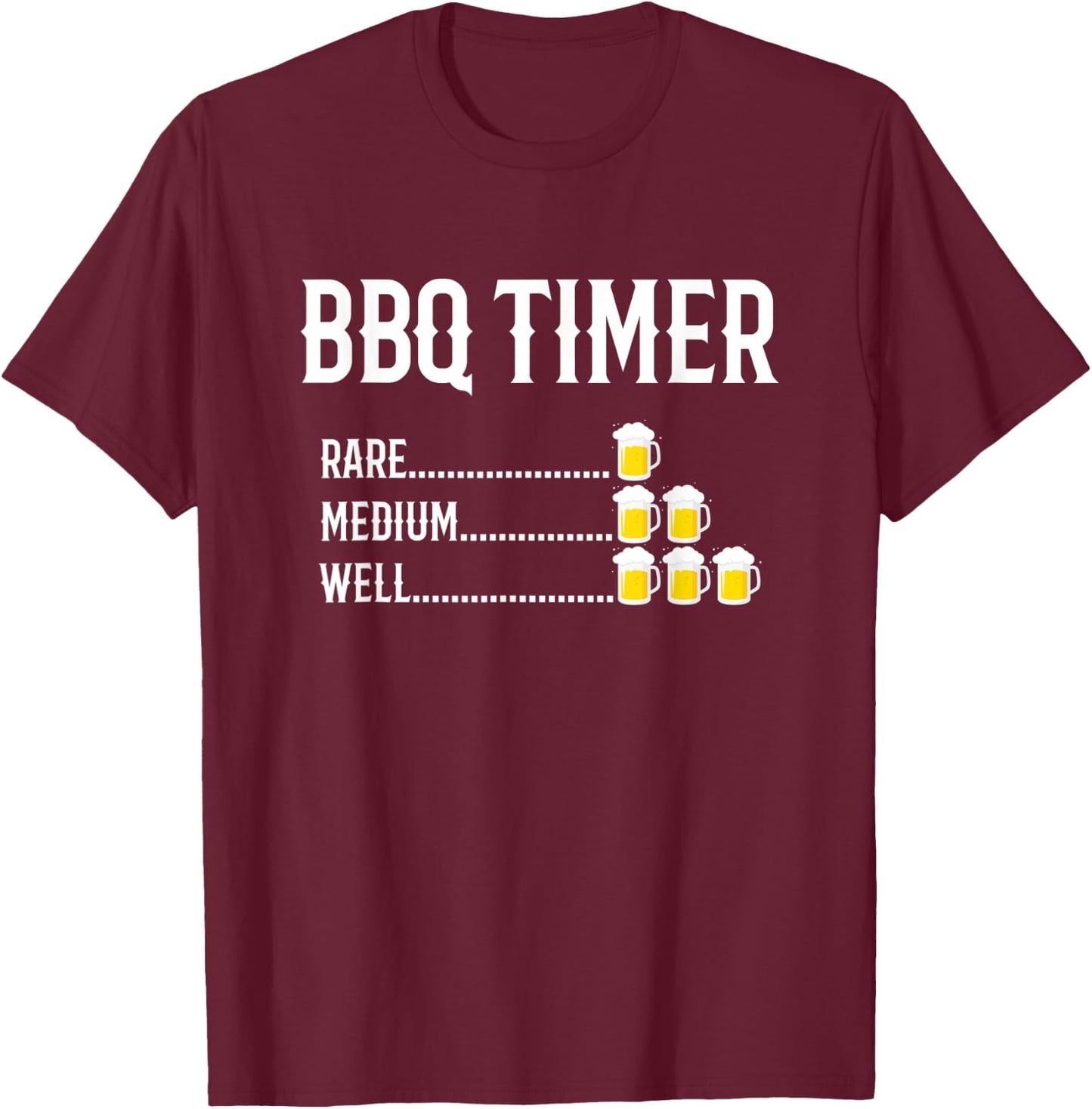 BBQ Timer Barbecue Beer Drinking Funny Grilling Gift T-Shirt - T-Shirt | Maroon