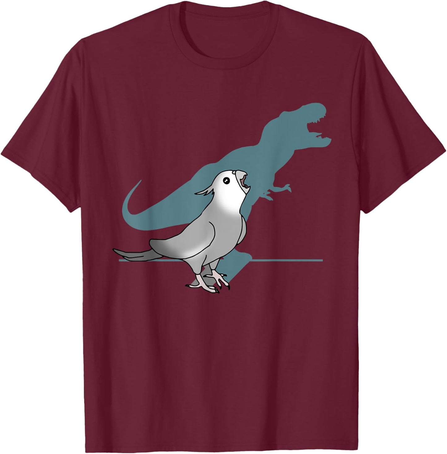 T-rex white faced cockatiel, Funny grey cockatiel dinosaur T-Shirt - T-Shirt | Maroon