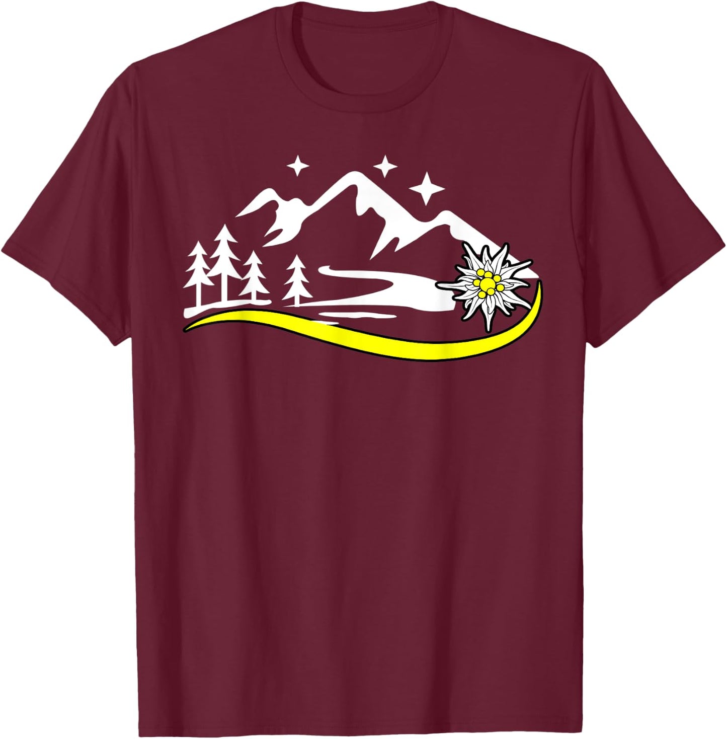 Alpen Edelweiß Edelweiss costume for dirndl and lederhosen T-Shirt - T-Shirt | Maroon