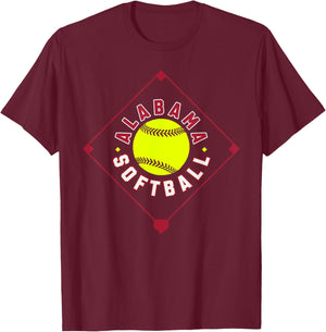 Alabama Softball Vintage Kids Team Retro Softball Fan T-Shirt - T-Shirt | Maroon