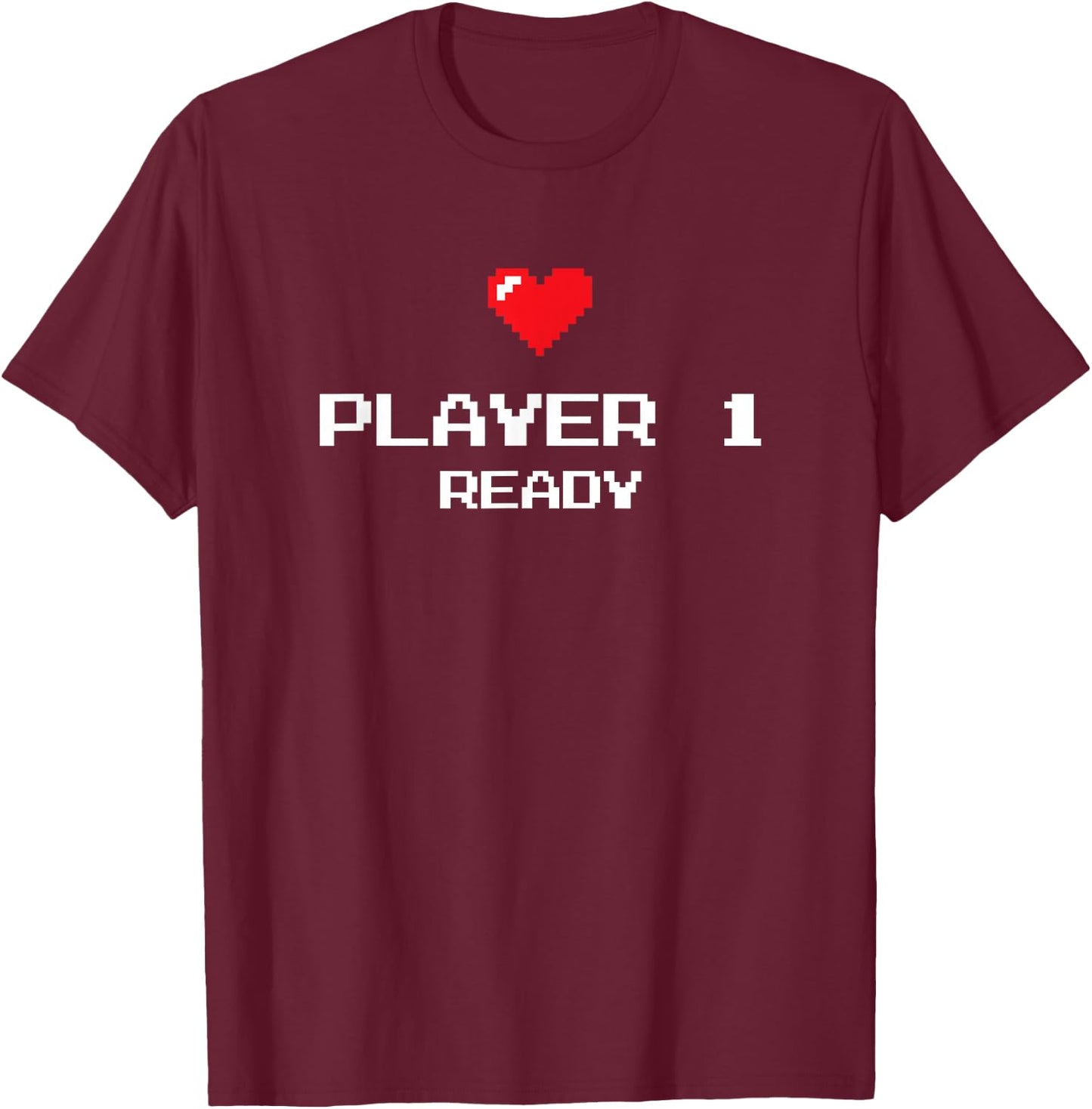 Player 1 Ready - Retro Gaming - New Dad Baby Announcement T-Shirt - T-Shirt | Maroon