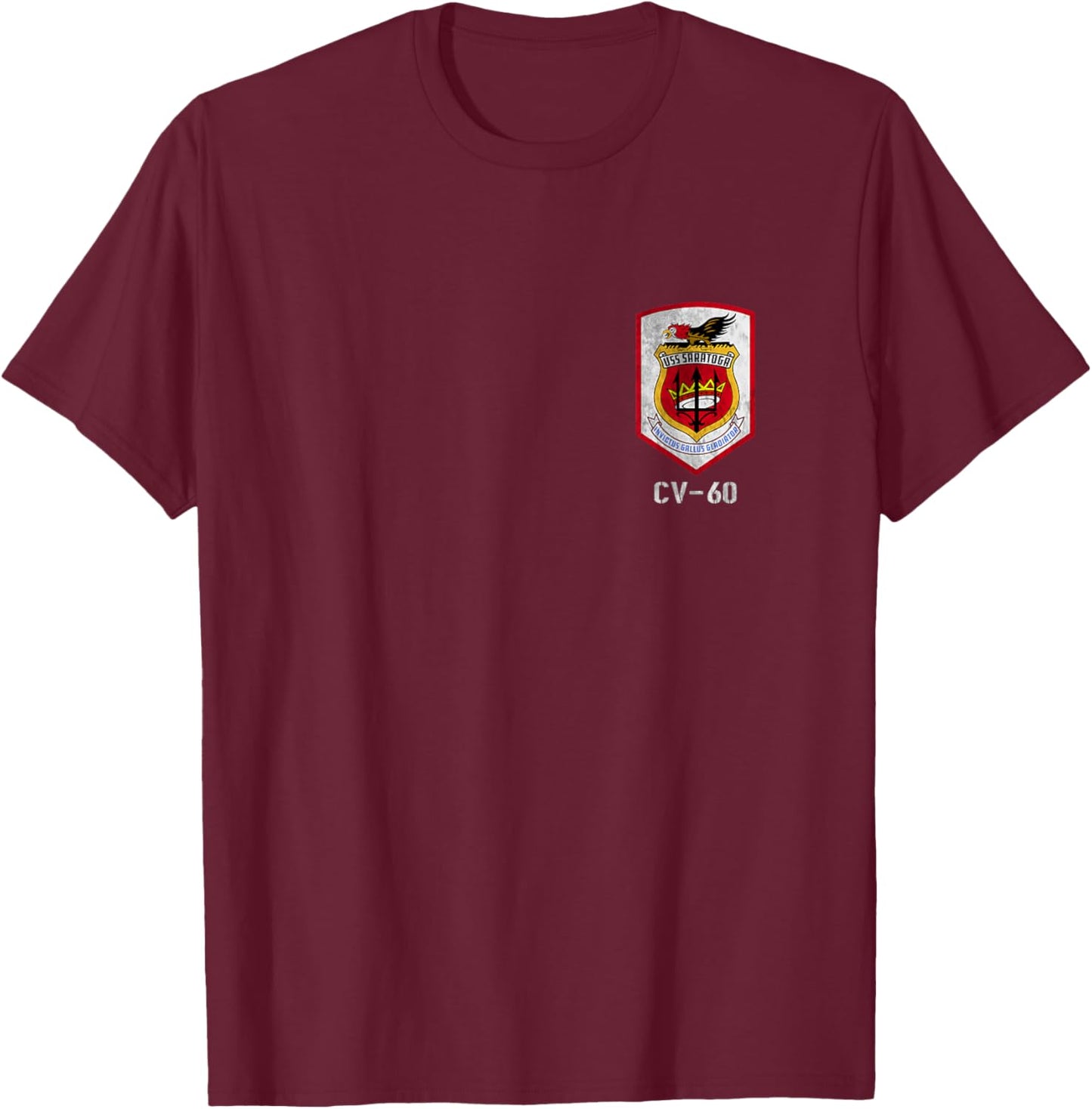 USS Saratoga CV-60 Logo Aircraft Carrier Sailor Veteran Papa T-Shirt - T-Shirt | Maroon