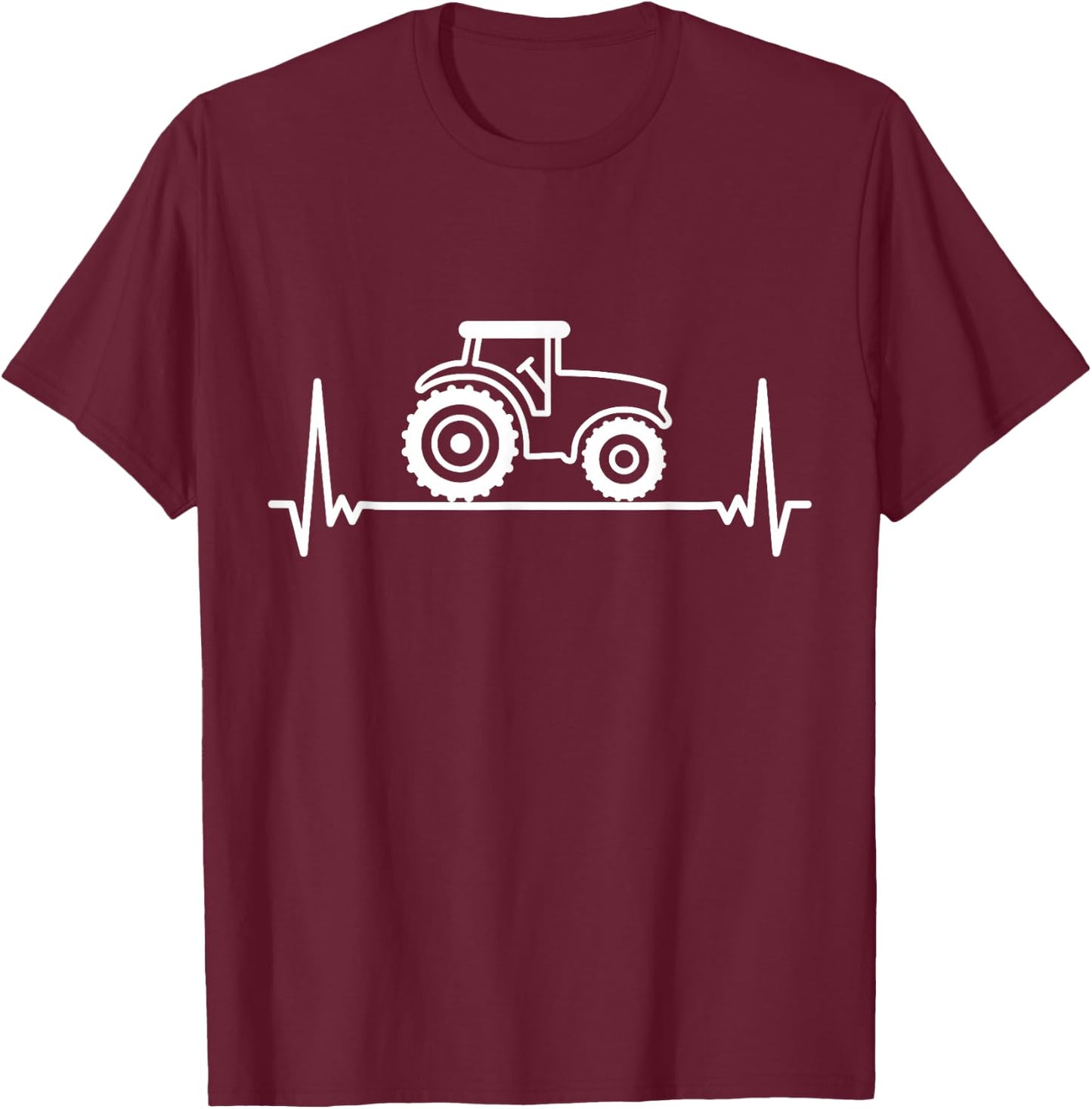 Heartbeat Tractor Pulse ECG Farmer Farmer Trekker Tug T-Shirt - T-Shirt | Maroon