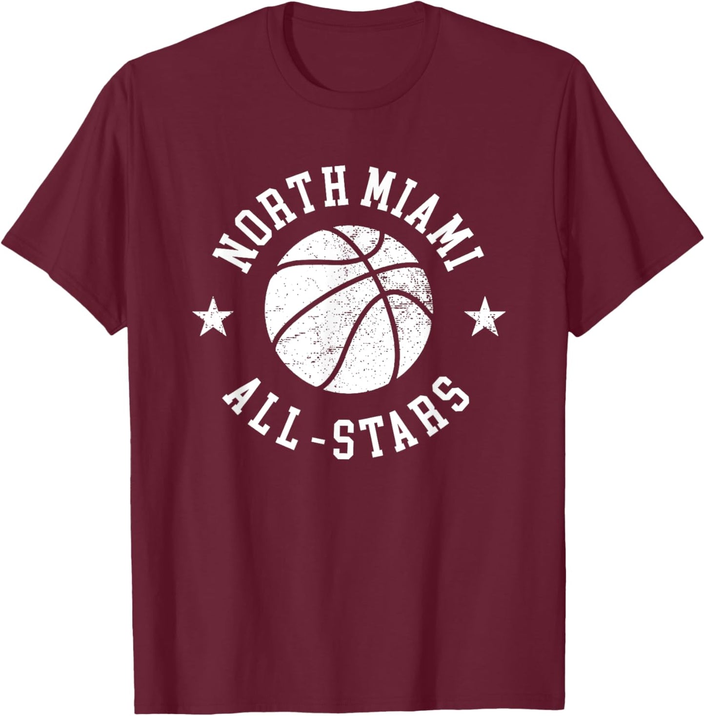 North Miami Vintage All-Stars Retro 80s Basketball T-Shirt - T-Shirt | Maroon