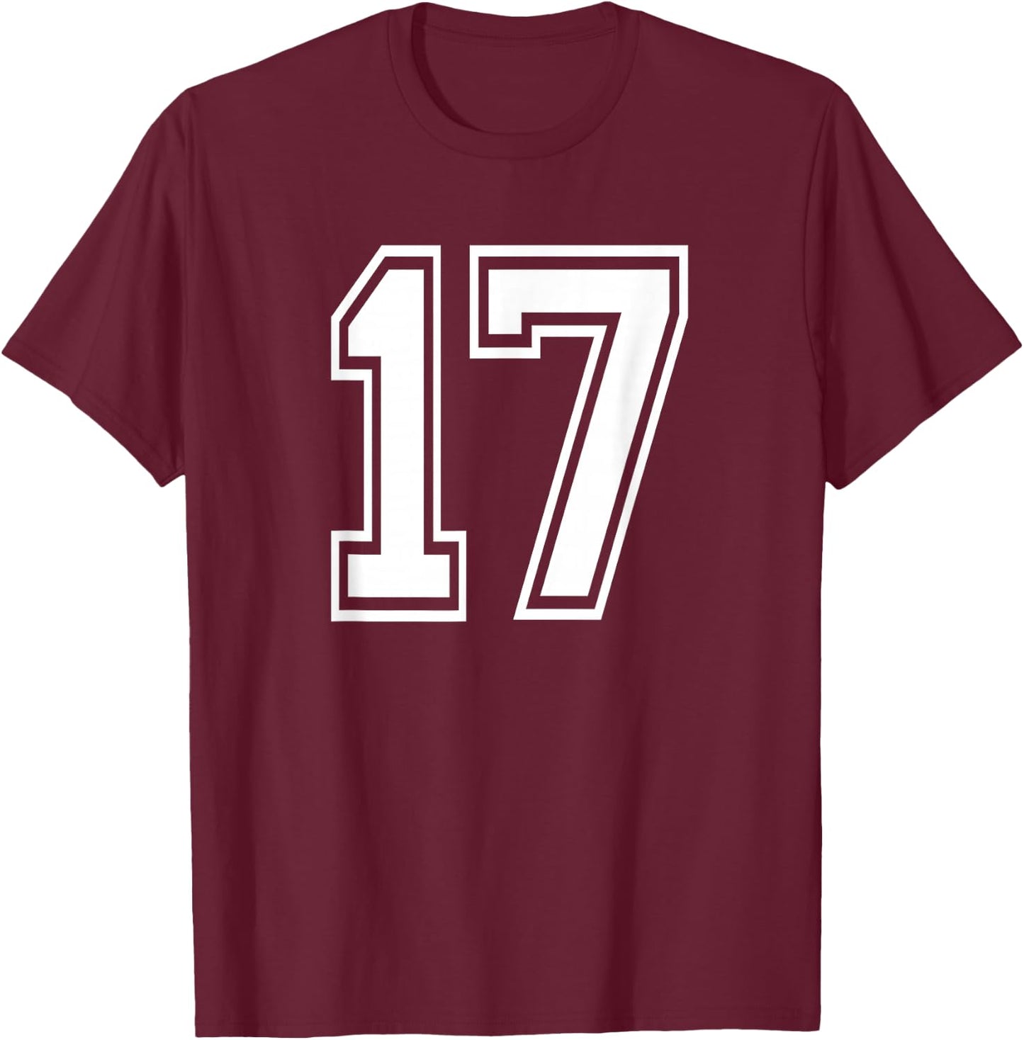 Number 17 Birthday Gift Sports Player Team Numbered Jersey T-Shirt - T-Shirt | Maroon