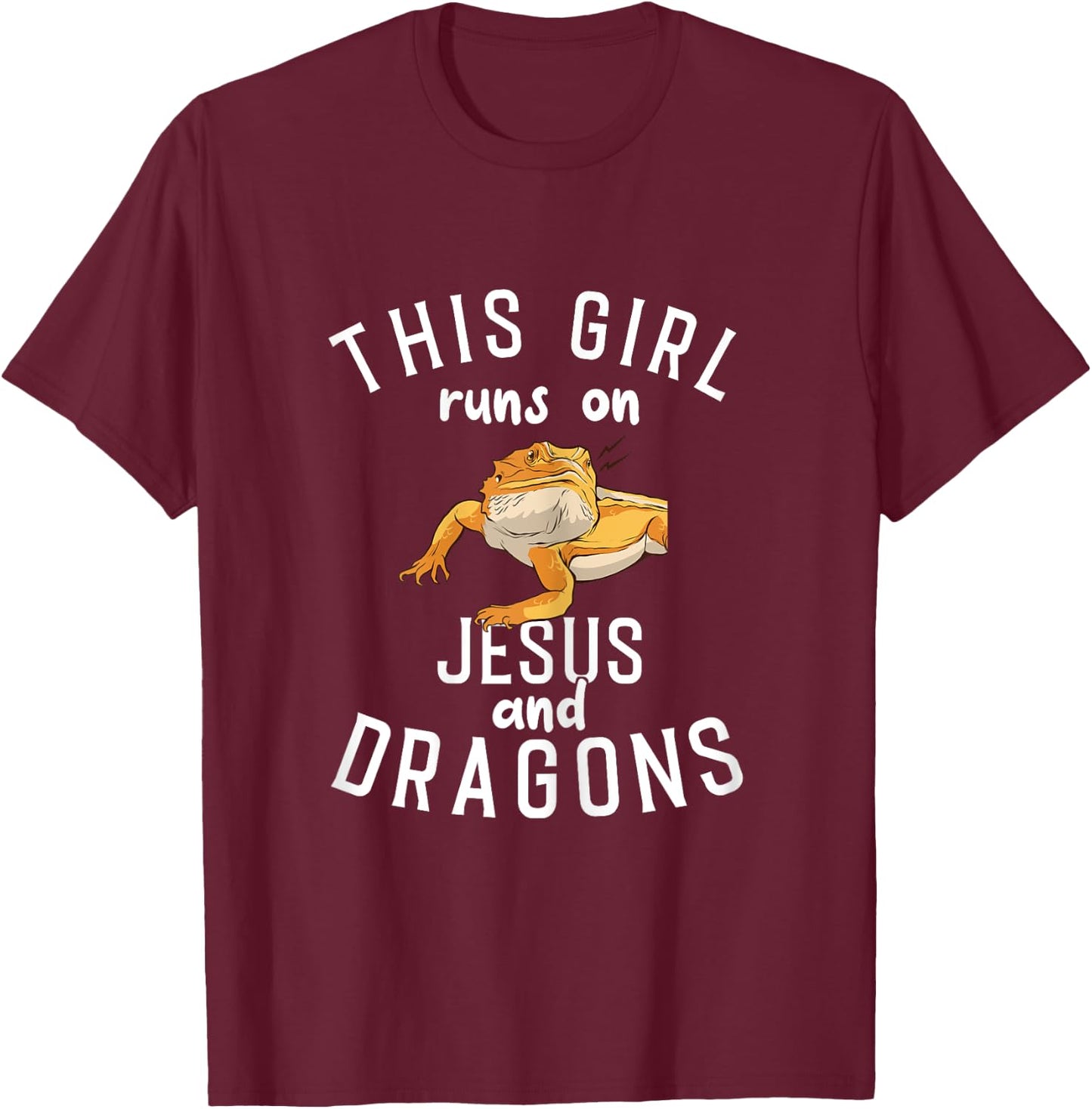 Jesus and Bearded Dragons T-Shirt - T-Shirt | Maroon