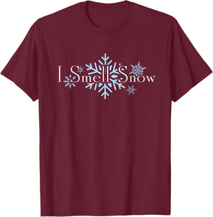 I Smell Snow Winter Christmas Holiday Snowflake T-Shirt - T-Shirt | Maroon