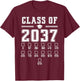 Class of 2037 Grow With Me First Day of School Check Mark T-Shirt - T-Shirt | Maroon