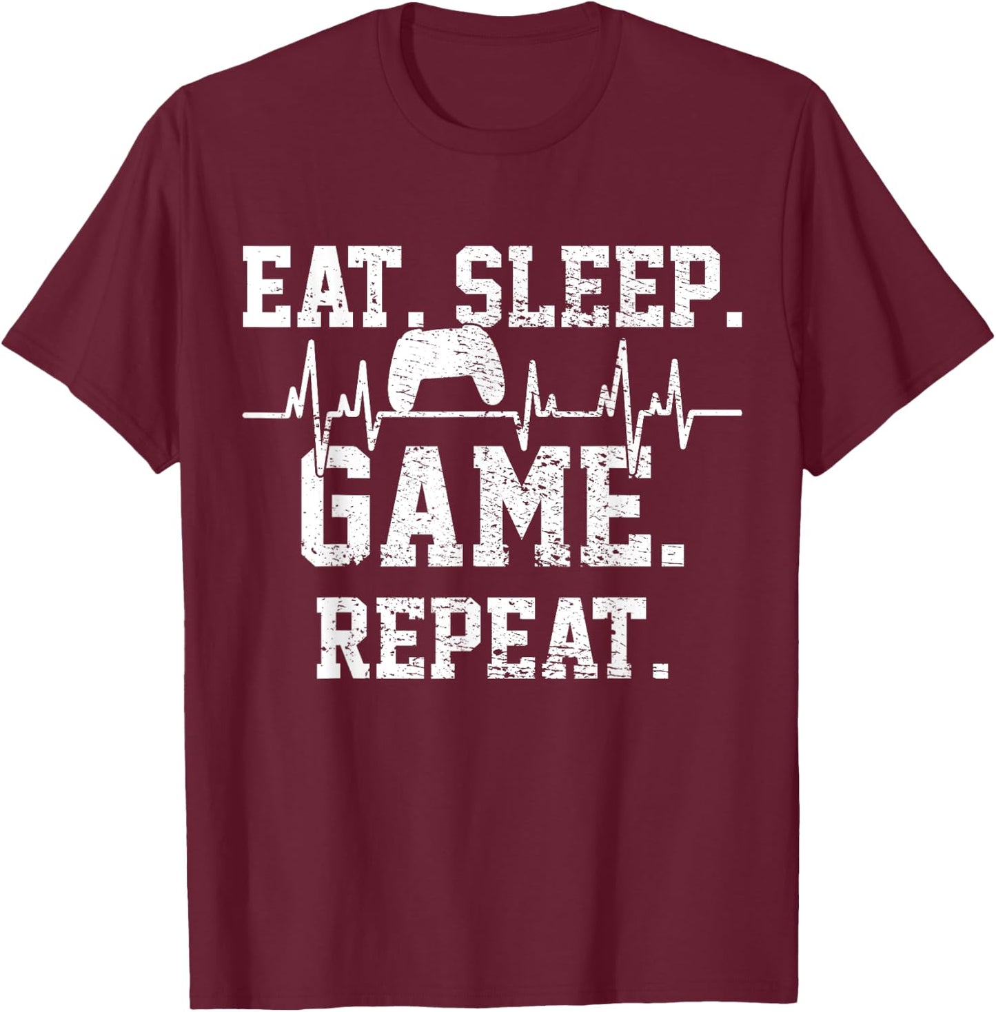 Gaming Gamer Game Heartbeat Gift T-Shirt - T-Shirt | Maroon