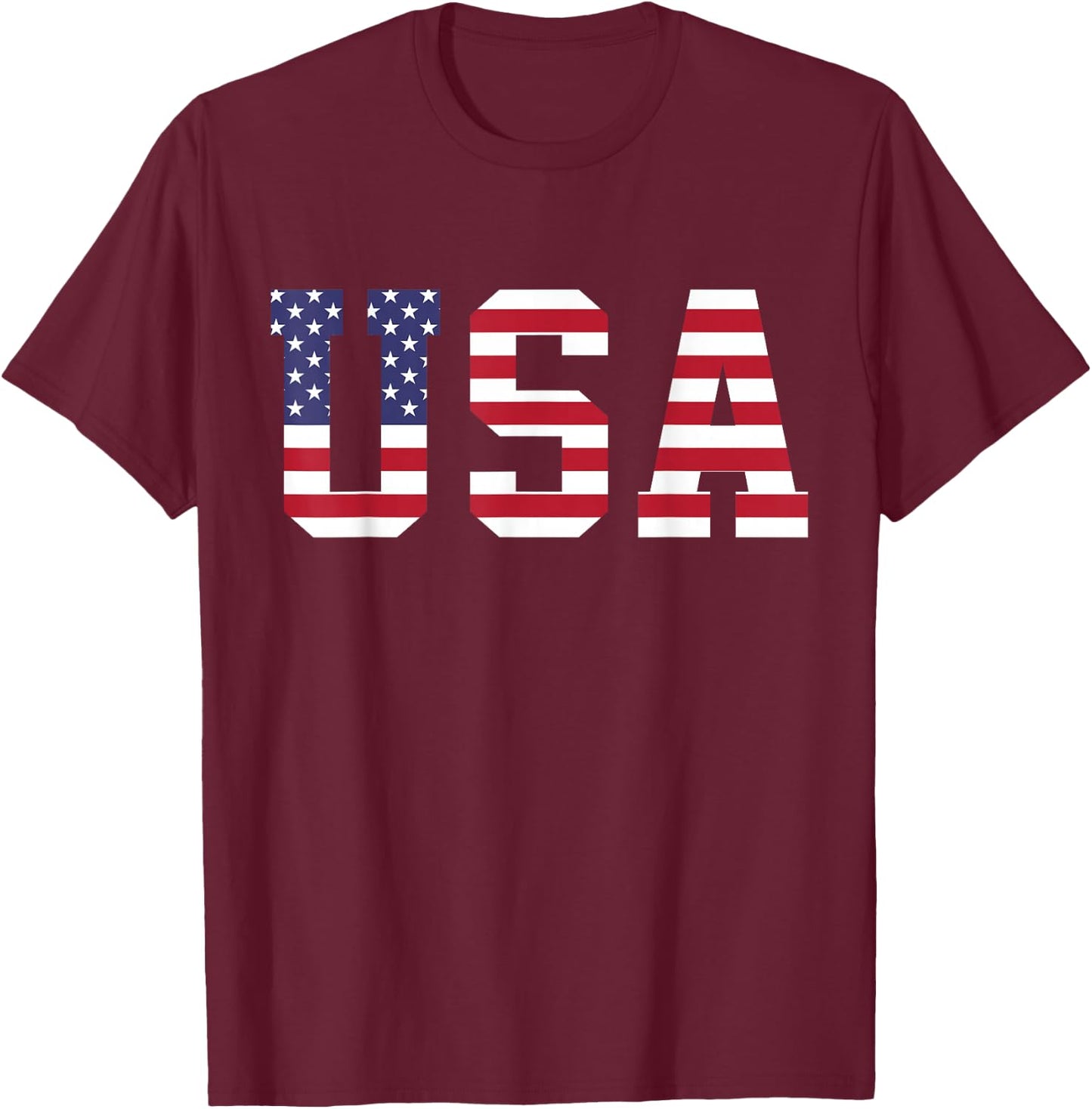 USA National American Flag 4th of July T-Shirt - T-Shirt | Maroon