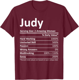 JUDY Nutrition Personalized Name Funny Christmas Gift T-Shirt - T-Shirt | Maroon