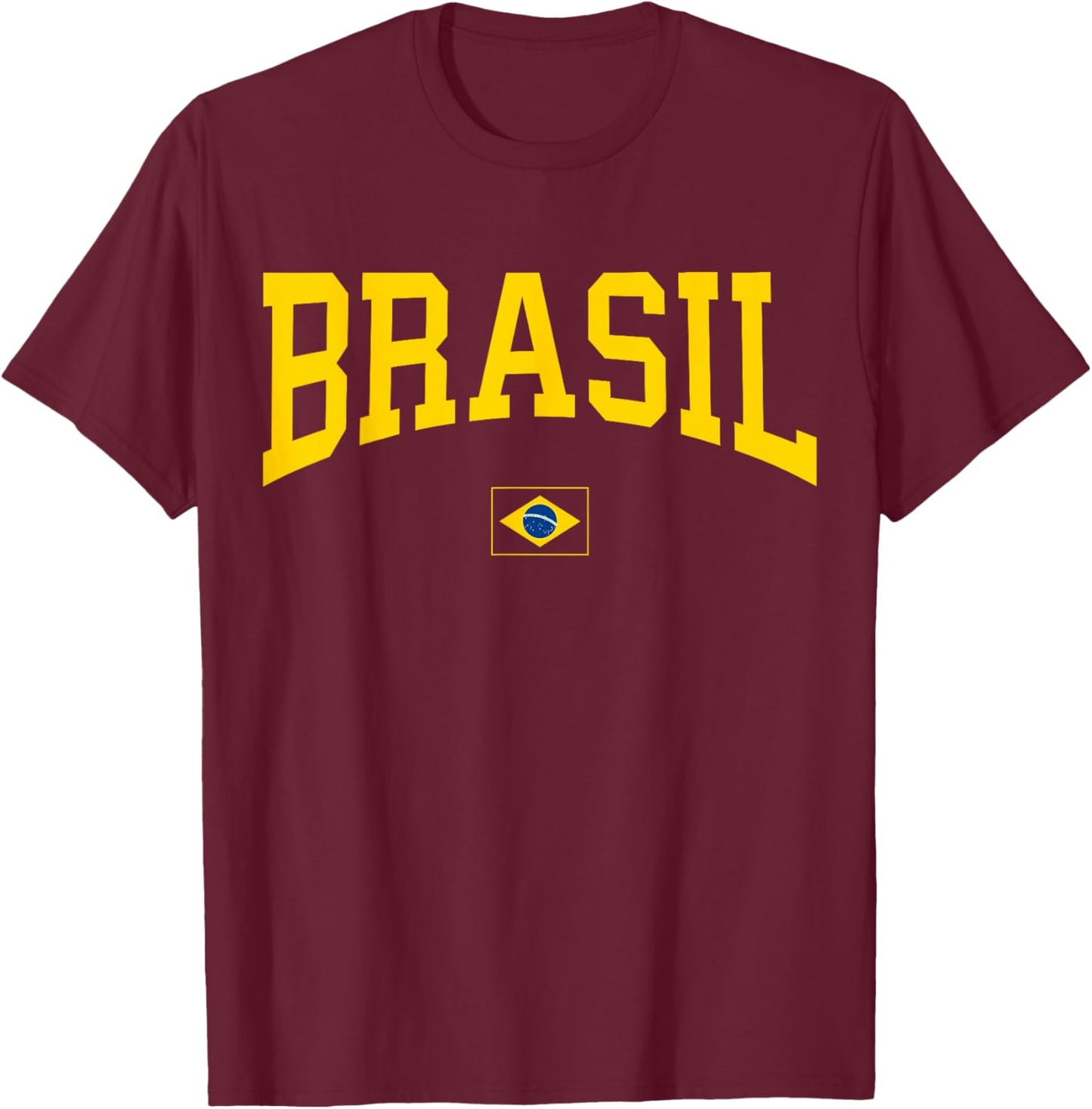 Brazil Women Men Kids Brasil Brazilian Flag Green T-Shirt - T-Shirt | Maroon
