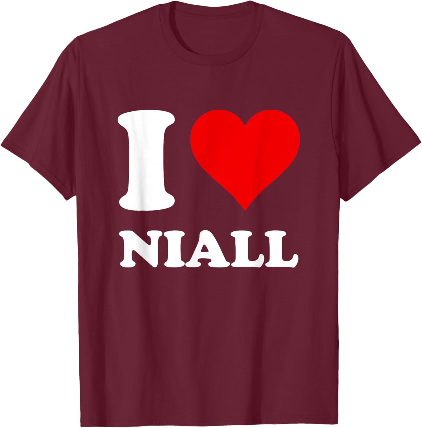 Red Heart I Love Niall T-Shirt - T-Shirt | Maroon
