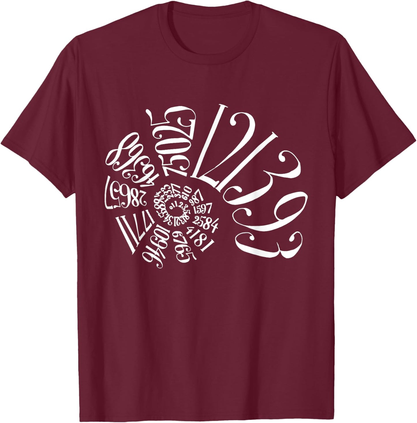 Fibonacci Sequence Spiral T-Shirt - T-Shirt | Maroon