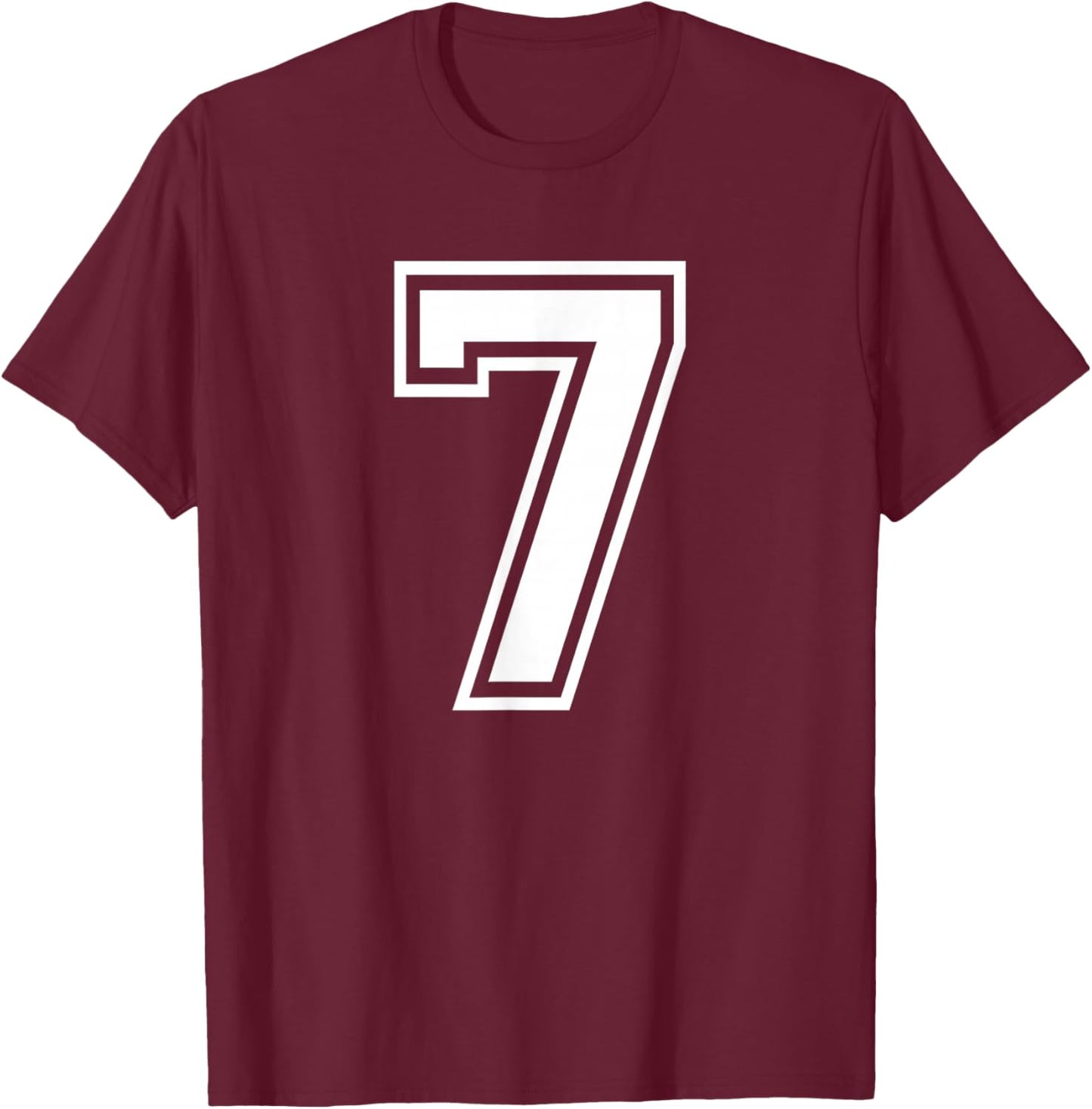 Number 7 Birthday Gift Sports Player Team Numbered Jersey T-Shirt - T-Shirt | Maroon