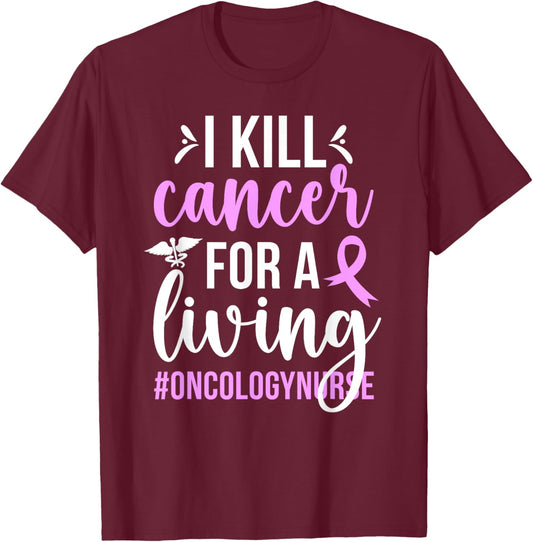 Funny Oncology Nurse Appreciation Black Women's Modern Funny Short Sleeve T-Shirt - T-Shirt | Maroon