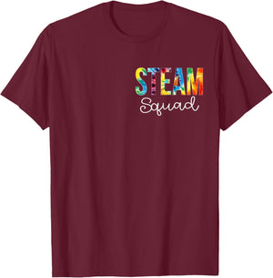 STEAM Squad For Work Tie Dye Back To School Appreciation Day T-Shirt - T-Shirt | Maroon