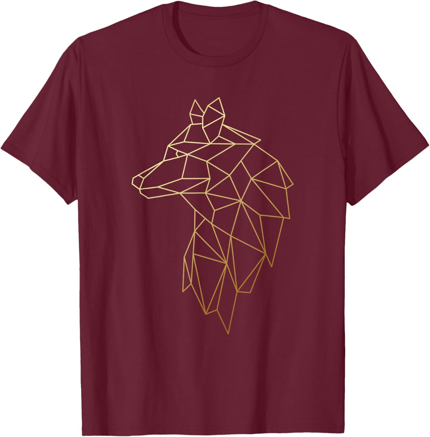 Cool Wolf Polygon Geometric Wolf Abstract Art T-Shirt - T-Shirt | Maroon