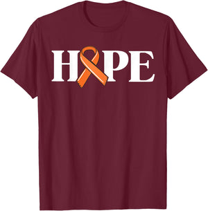 Leukemia Cancer Awareness Items Cancer Hope Orange Ribbon T-Shirt - T-Shirt | Maroon