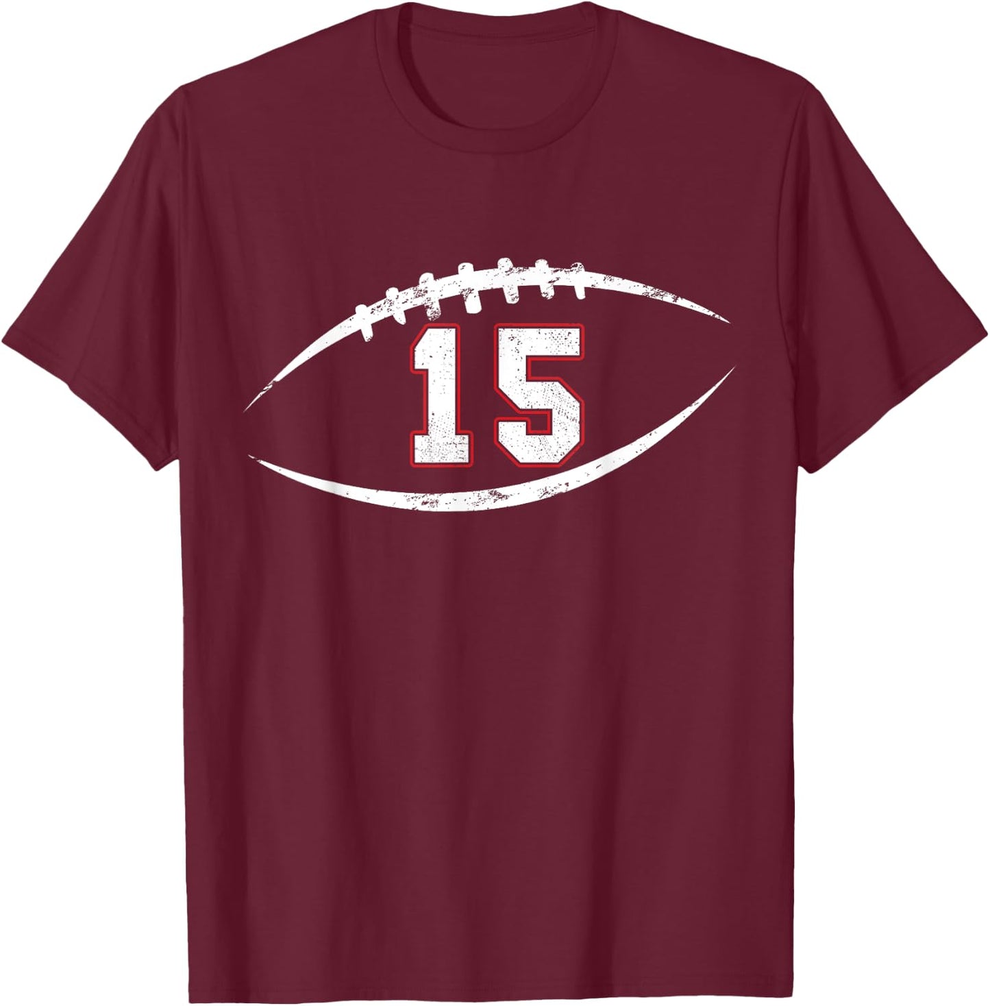 15 Number Vintage Football Player 15 Lucky Number Birthday T-Shirt - T-Shirt | Maroon