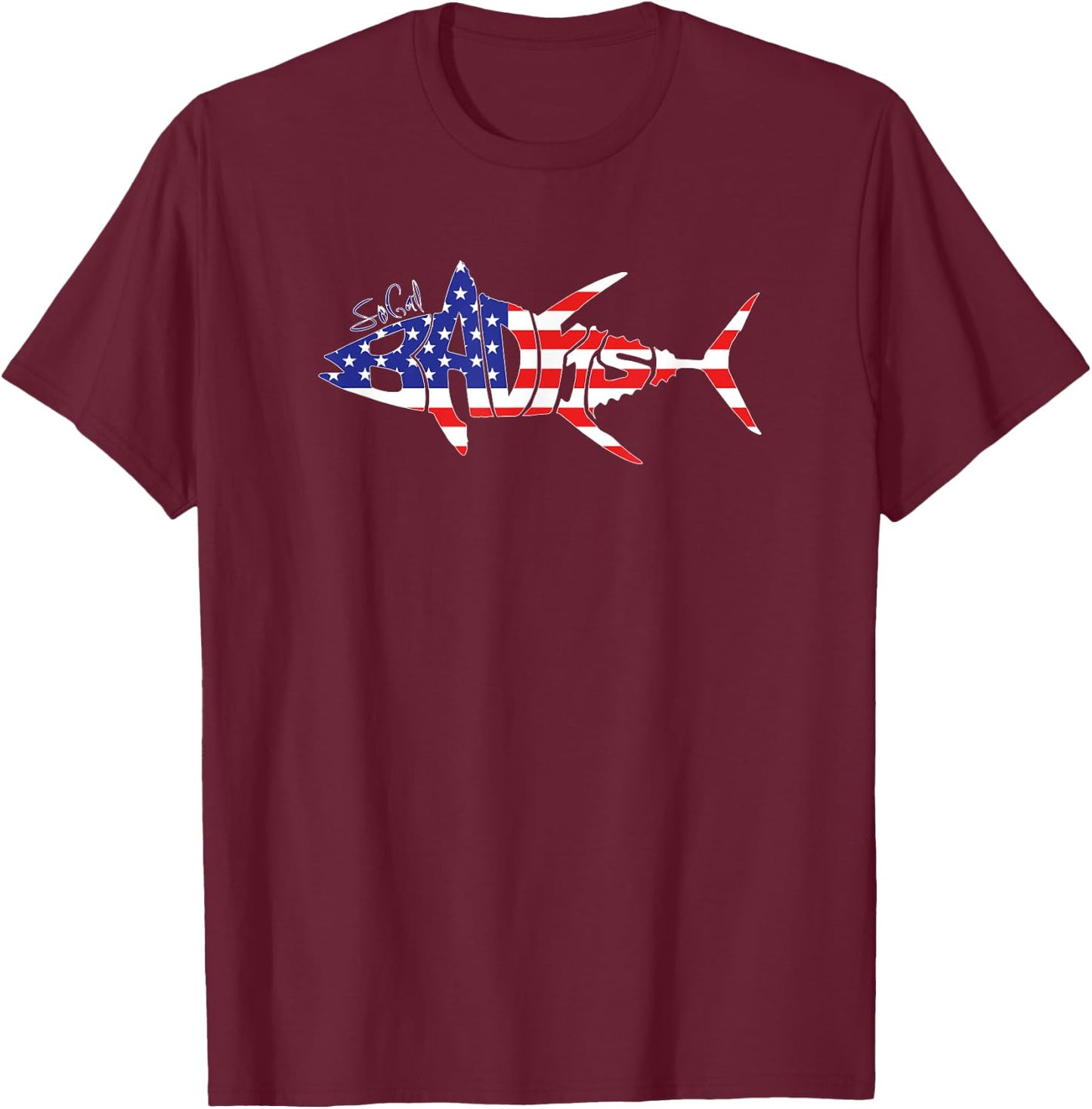 SoCal Badfish Patriot Tuna Design T-Shirt - T-Shirt | Maroon
