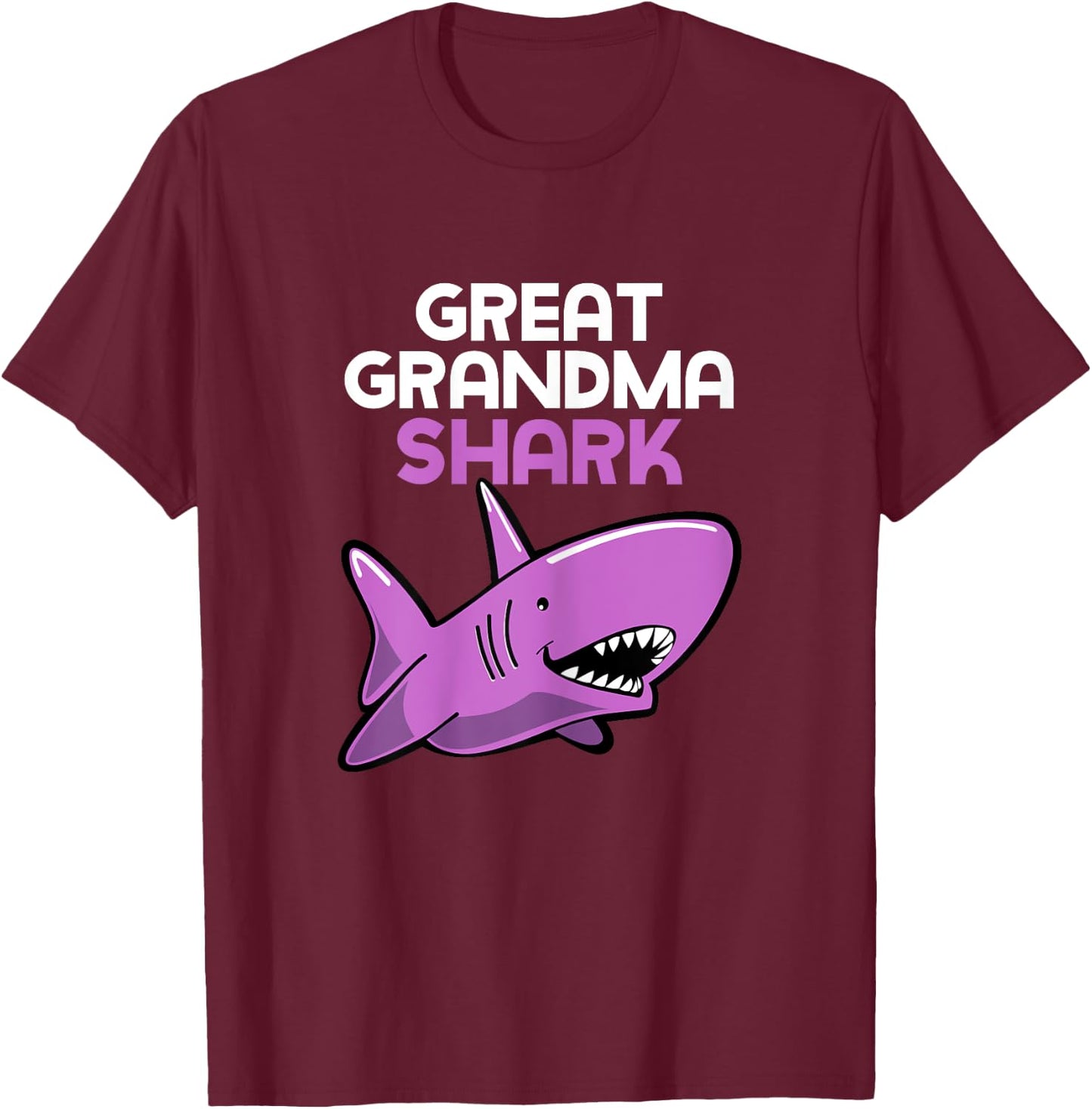 Great Grandma Shark Funny Family T-Shirt - T-Shirt | Maroon