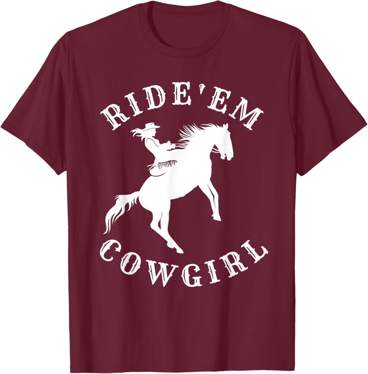 Western Ride'em Cowgirl Retro Vintage counrty arch T-Shirt - T-Shirt | Maroon