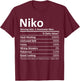 NIKO Nutrition Funny Birthday Personalized Name Gift T-Shirt - T-Shirt | Maroon