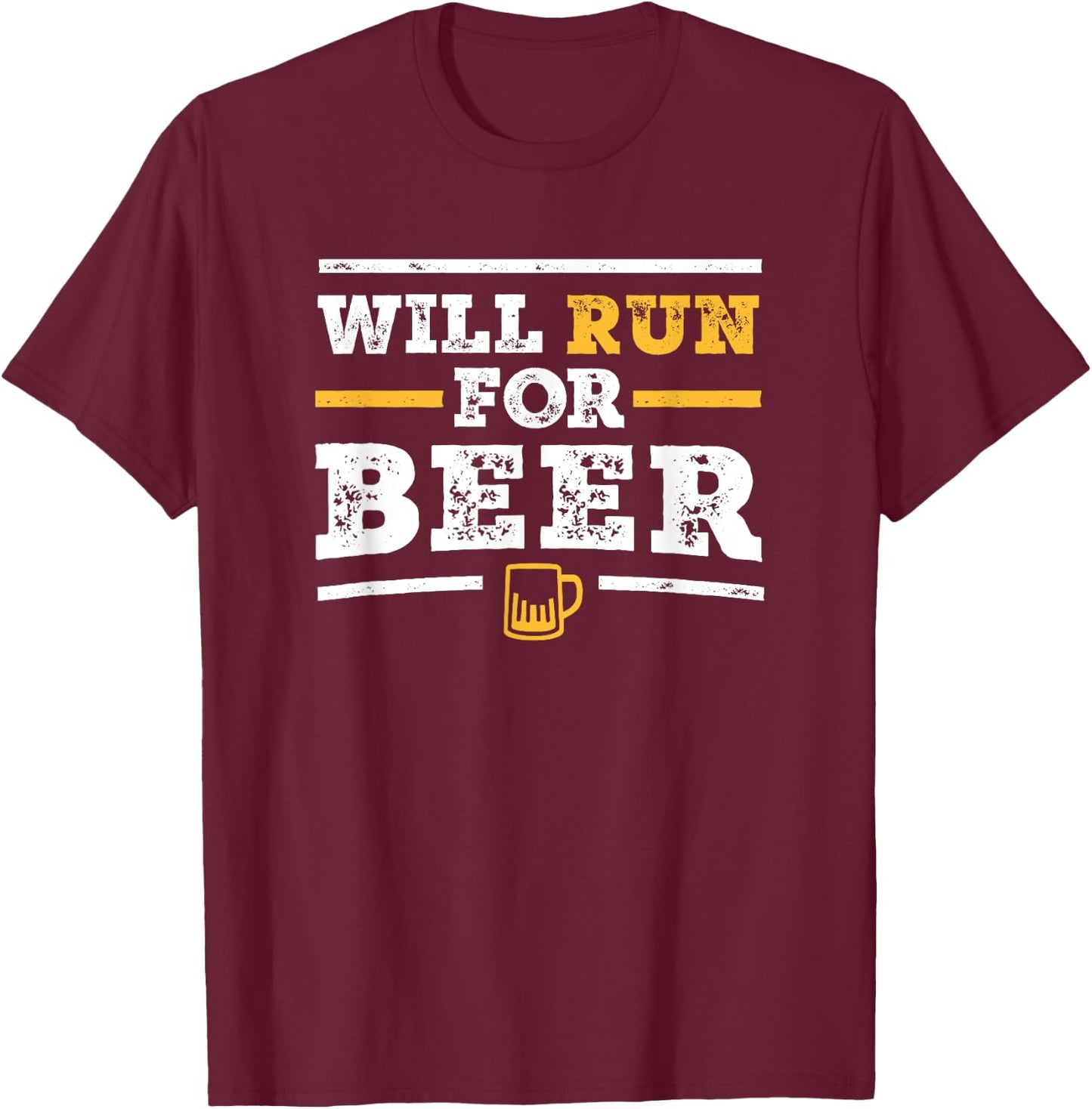 Will Run For Beer Shirt Funny Runner Beer Lover T-Shirt - T-Shirt | Maroon