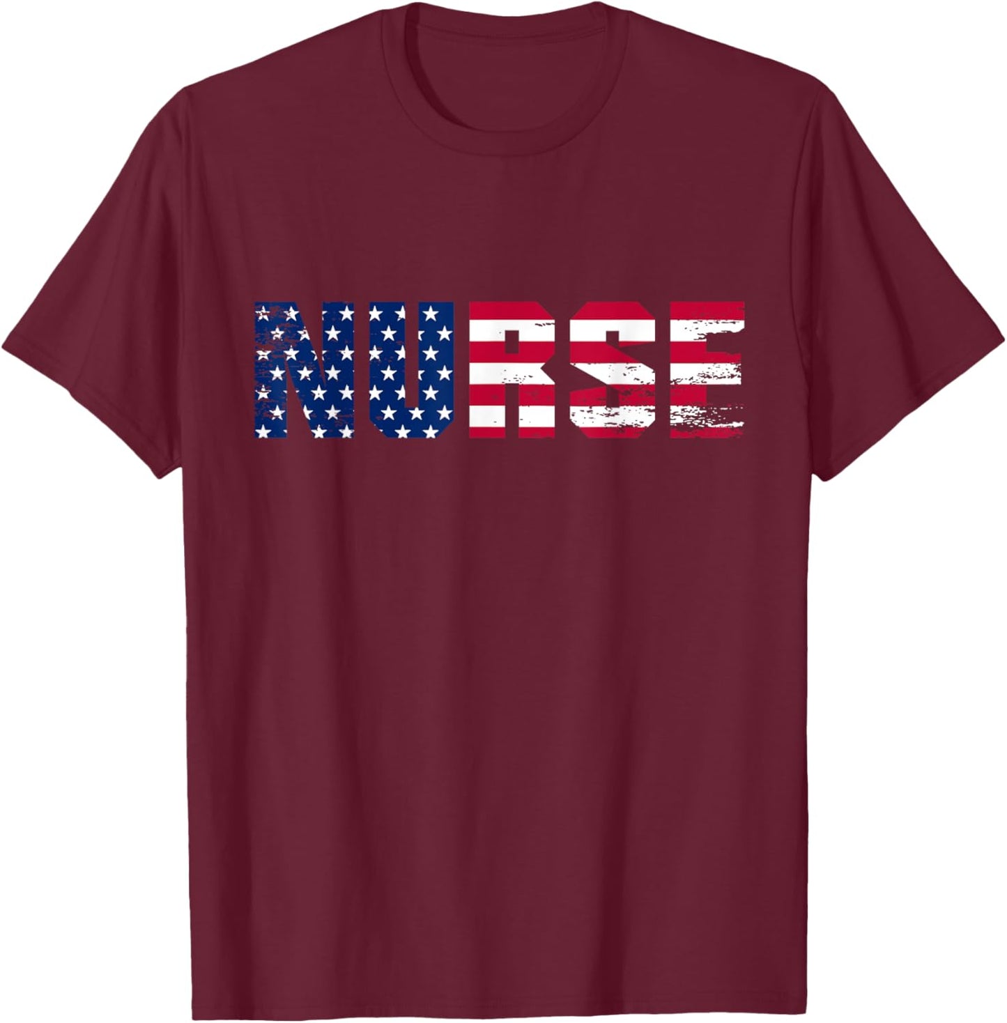 Vintage Nurse 4th of July American Flag Nurse USA T-Shirt - T-Shirt | Maroon