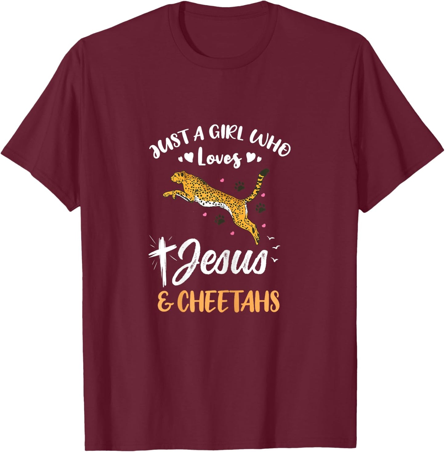 Just A Girl Who Loves Jesus And Cheetahs T-Shirt - T-Shirt | Maroon