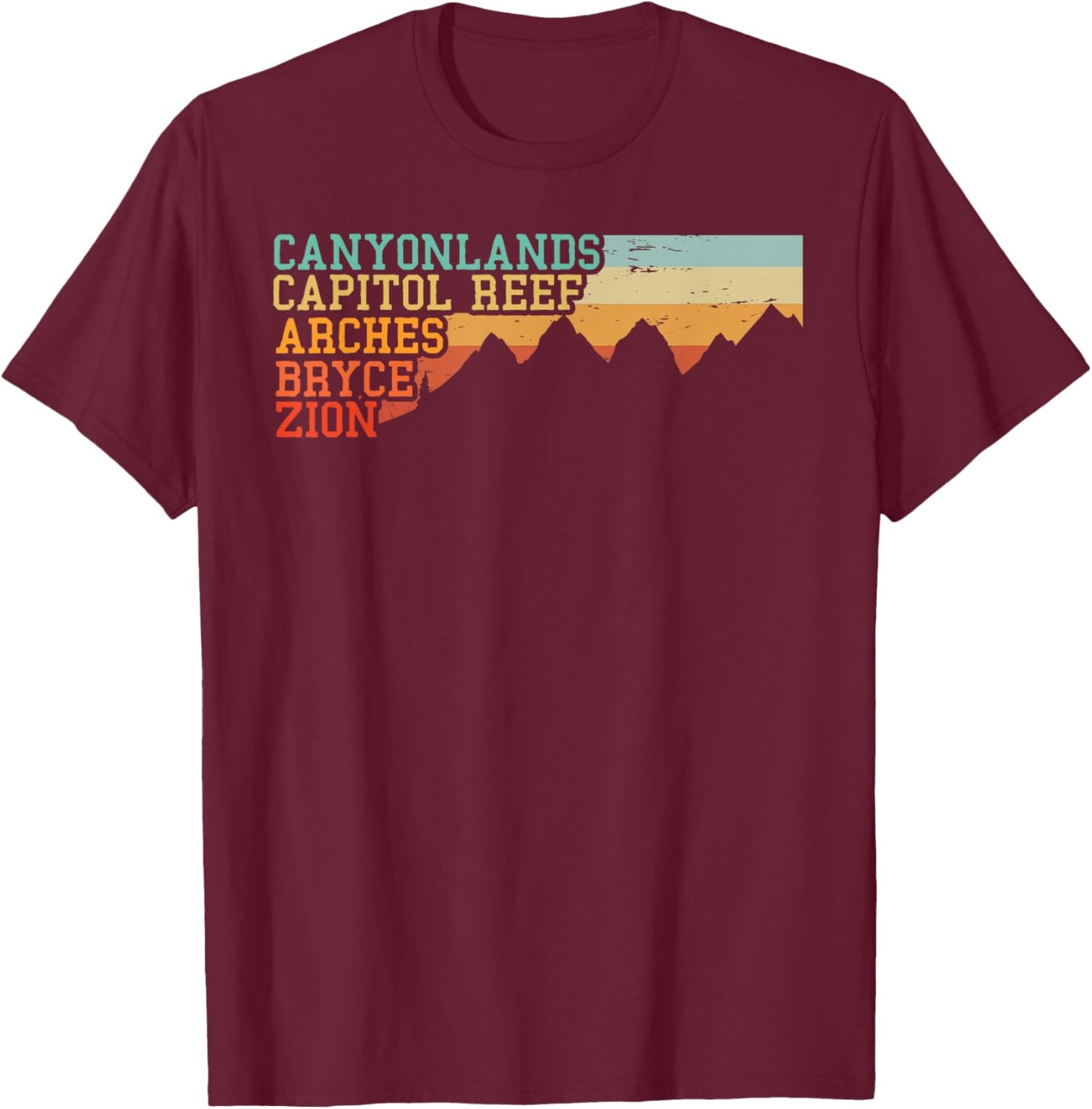 Vintage Utah Souvenir Big 5 Utah Mighty Five National Park T-Shirt - T-Shirt | Maroon