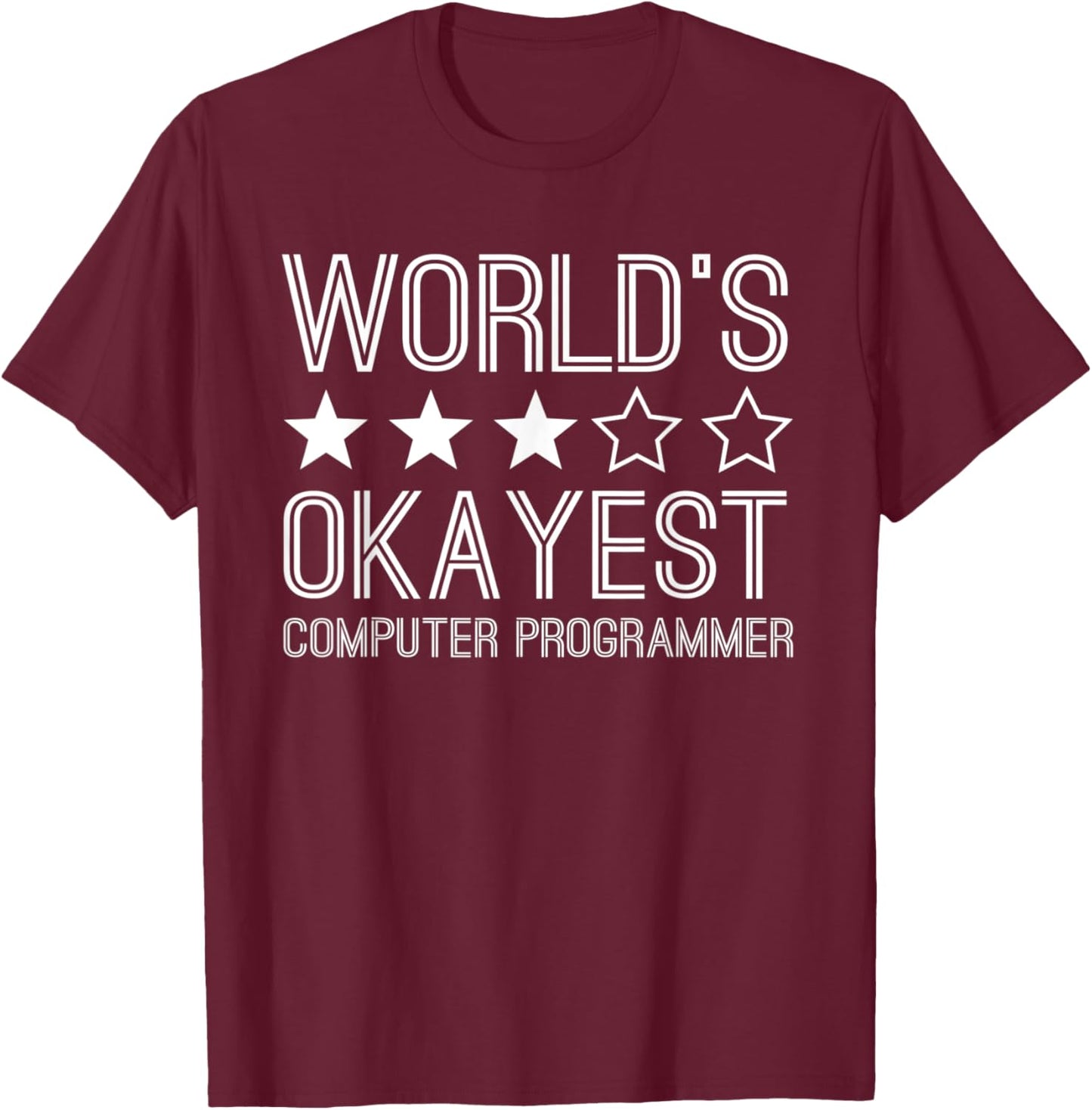 Worlds Okayest Computer Programmer Funny Computer Programmer T-Shirt - T-Shirt | Maroon