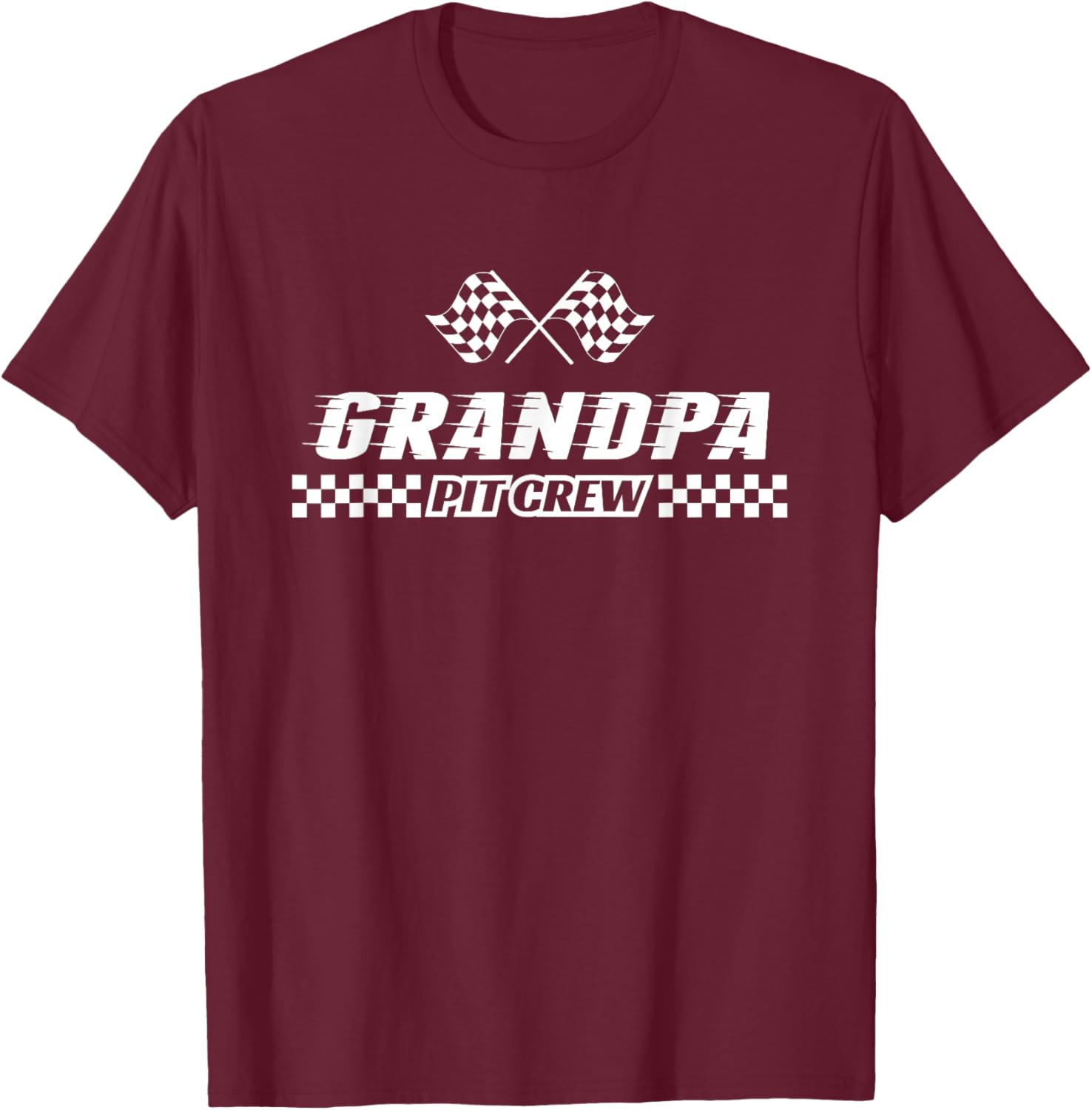 Pit Crew Grandpa Birthday Costume For Race Car Parties T-Shirt - T-Shirt | Maroon