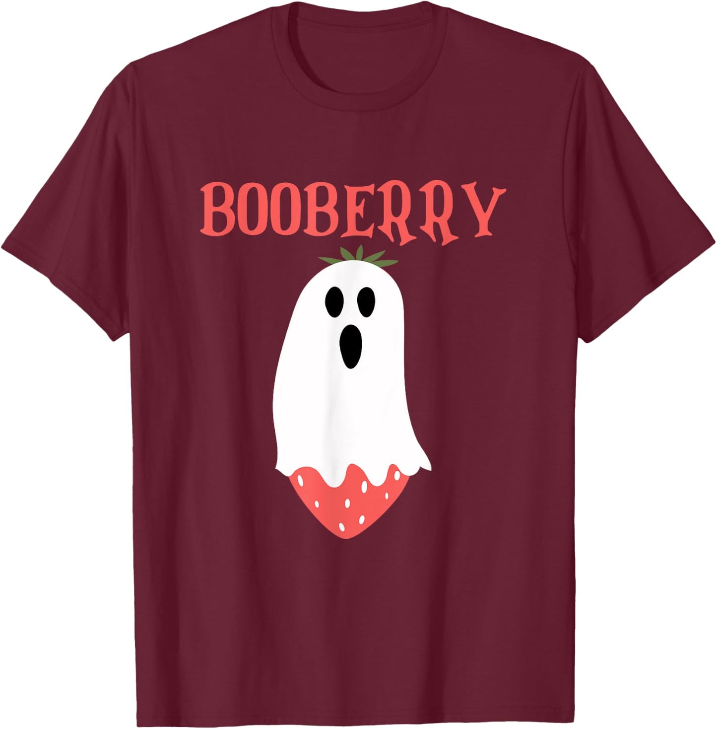 Booberry Ghost Strawberry Halloween Costume Women Men Kids T-Shirt - T-Shirt | Maroon