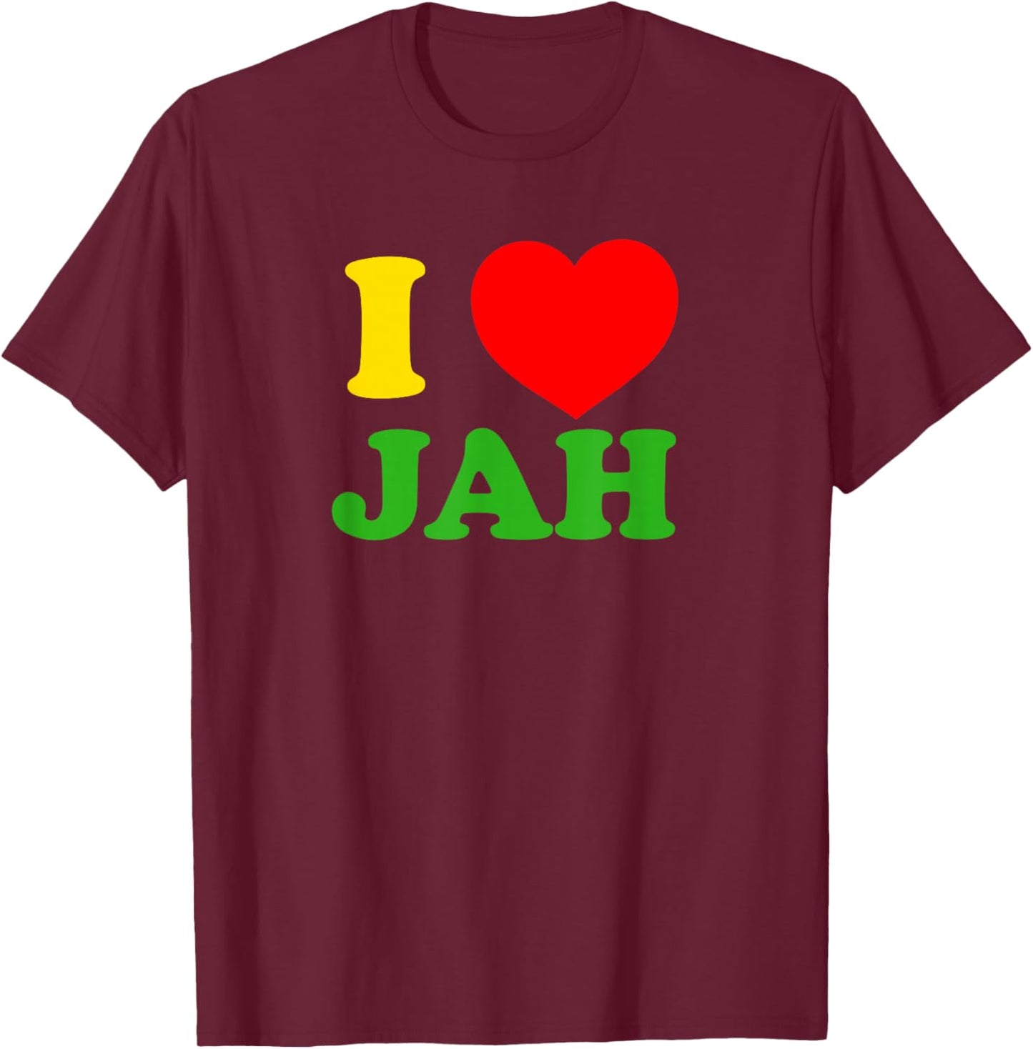 I LOVE JAH Reggae Rasta Clothing & Women Selassie T-Shirt - T-Shirt | Maroon