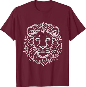 Line Art Dad Mom - Lion T-Shirt - T-Shirt | Maroon