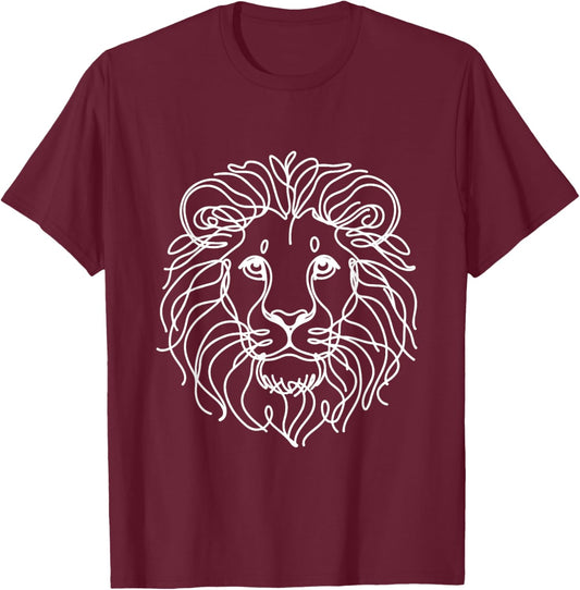Line Art Dad Mom - Lion T-Shirt - T-Shirt | Maroon