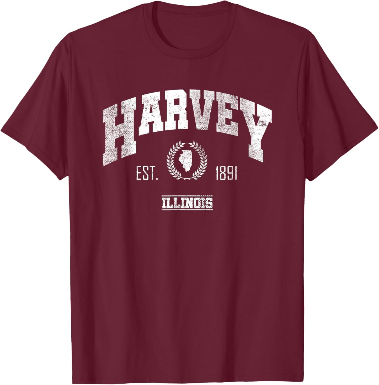 Harvey IL | Illinois | Vintage Throwback T-Shirt - T-Shirt | Maroon