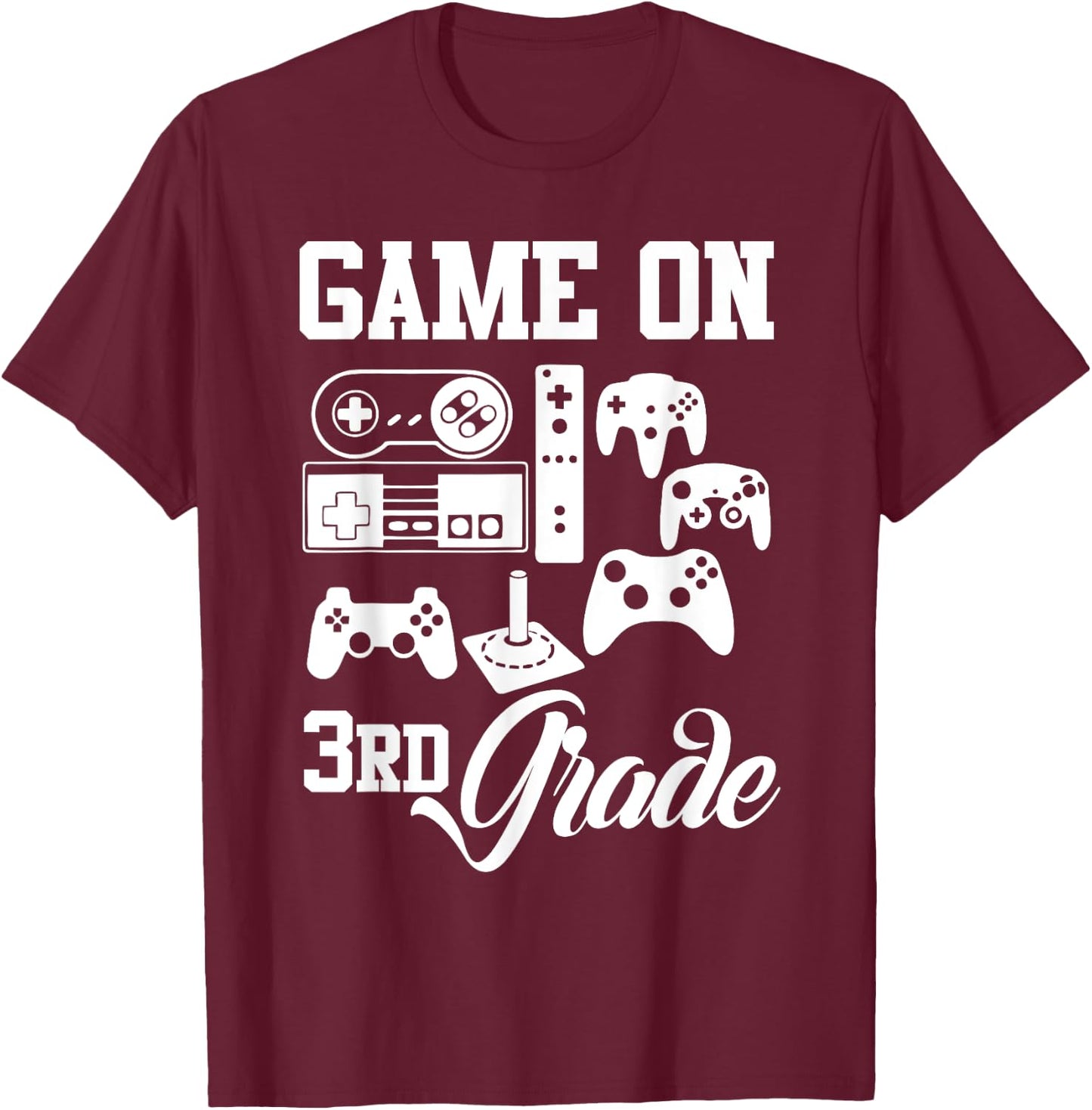 Video Game On Third Grade Back to School First Day of Gamer T-Shirt - T-Shirt | Maroon