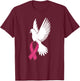 White Dove Carrying Breast Cancer Awareness Pink Ribbon T-Shirt - T-Shirt | Maroon