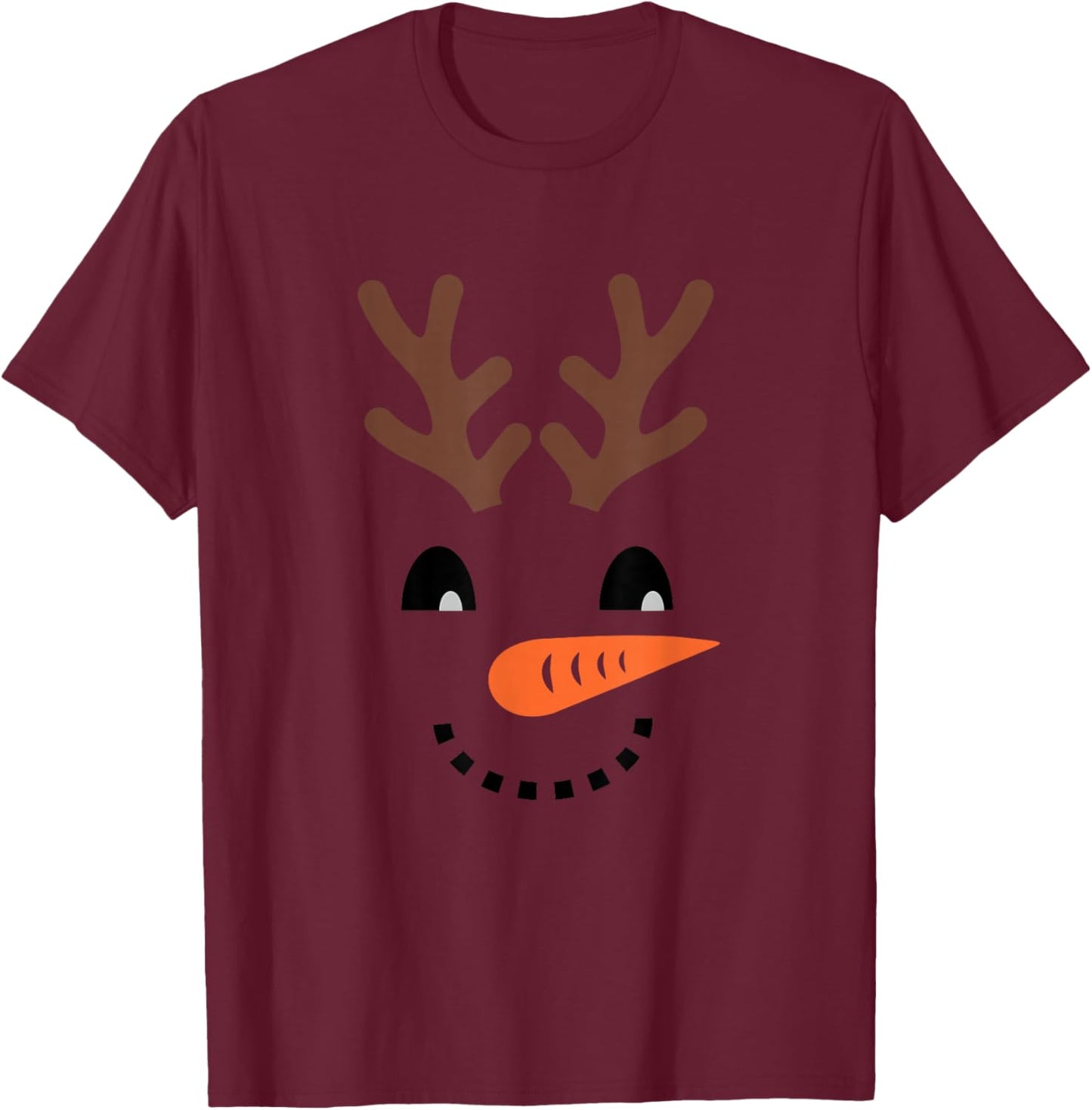 Reindeer Snowman Shirt for Boys and Girls Winter T-Shirt - T-Shirt | Maroon