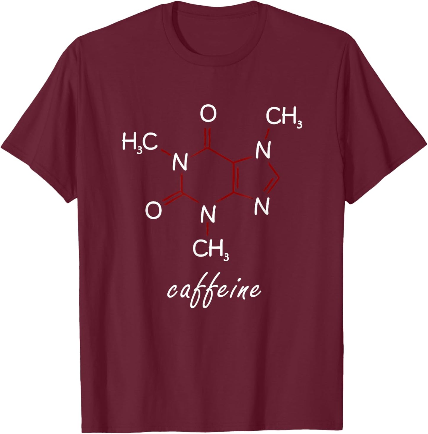 Caffeine Molecule T Shirt Coffee Lovers Gifts Women T-Shirt - T-Shirt | Maroon