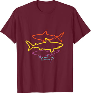Vintage Sharks Retro Shark Graphic Men Women Graphic T-Shirt - T-Shirt | Maroon