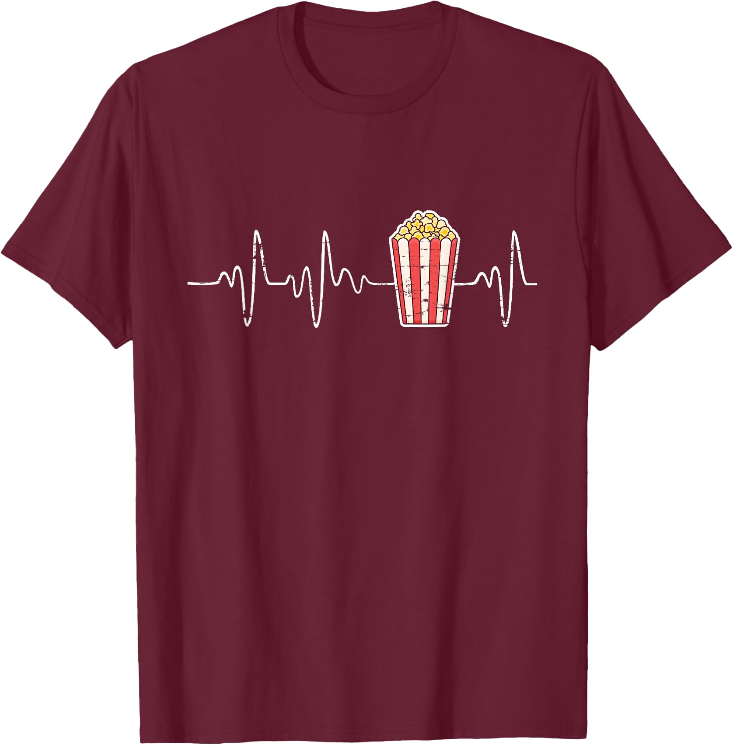 Movie Snack Popcorn Lover Heartbeat Gift Popcorn T-Shirt - T-Shirt | Maroon