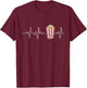 Movie Snack Popcorn Lover Heartbeat Gift Popcorn T-Shirt - T-Shirt | Maroon