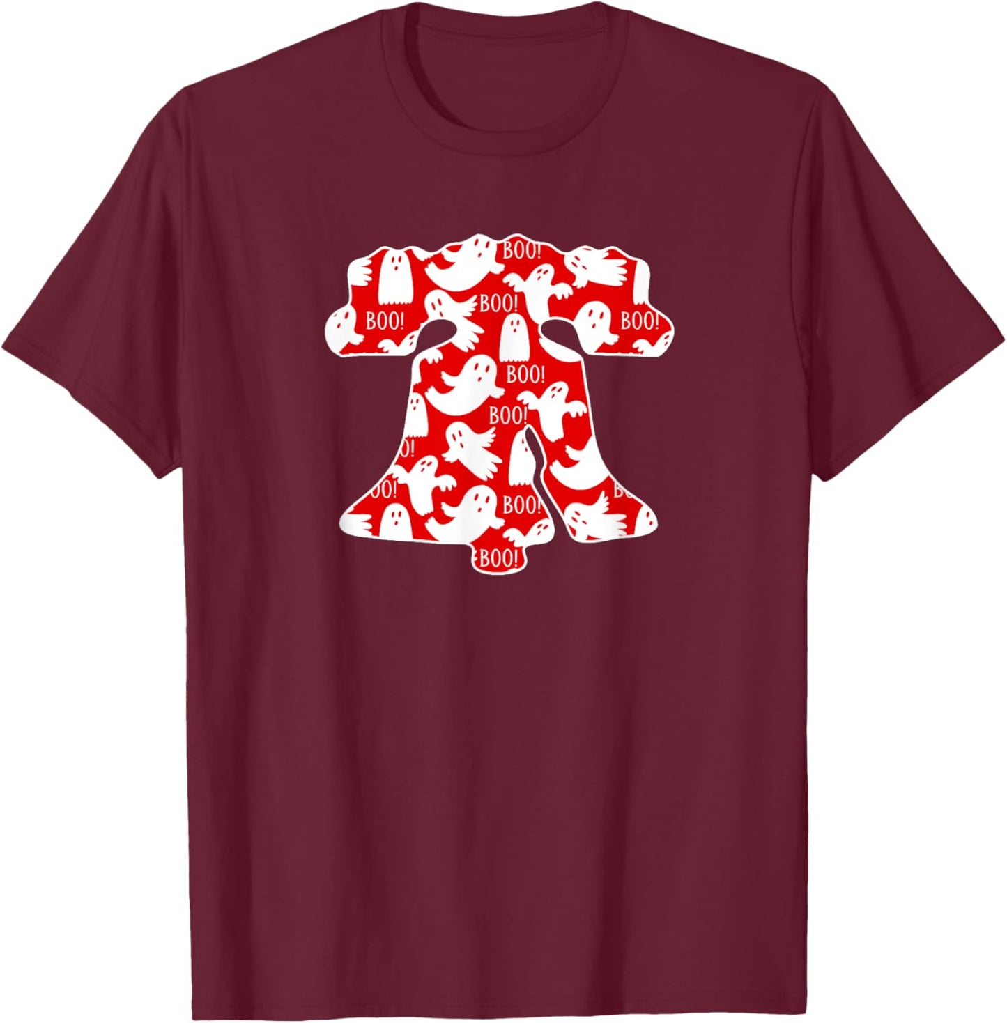 Funny Philadelphia Halloween Ghost Boo Bell Philly Fan Fall T-Shirt - T-Shirt | Maroon