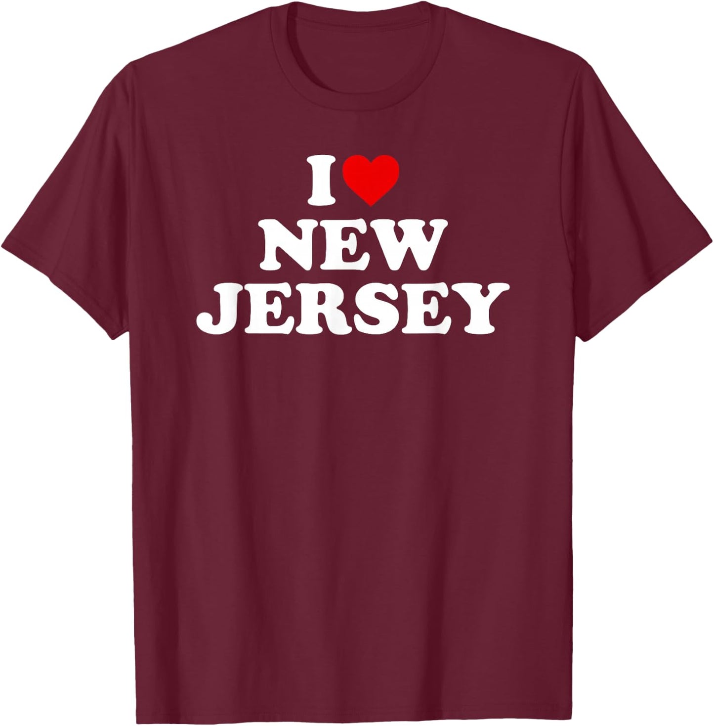 I Love New Jersey - Heart NJ T-Shirt - T-Shirt | Maroon