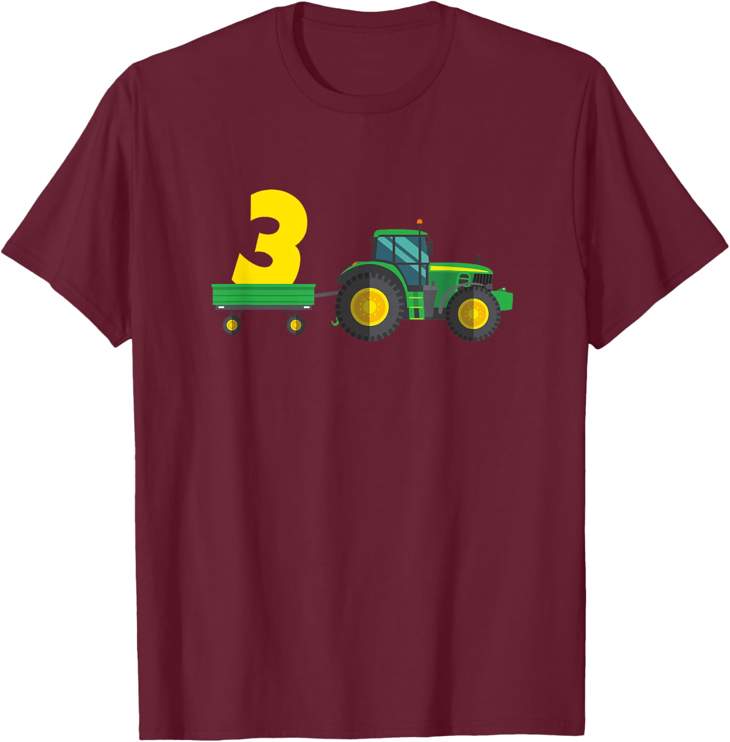 Kids Farm 3 years old 3rd birthday tractor T-Shirt - T-Shirt | Maroon