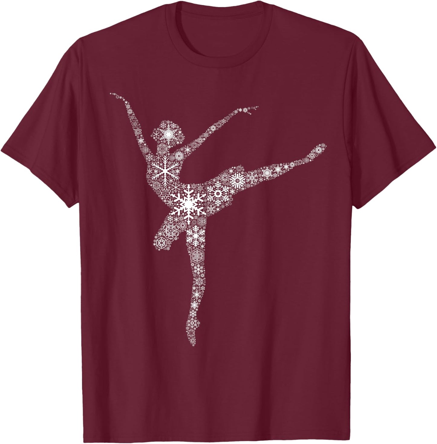 Weihnachts-Kostm Schneesilhouette Snowflake Christmas Ballet Dance Black - Women, Girls, Toddlers, Children - Small - Short Sleeve T-Shirt - T-Shirt | Maroon